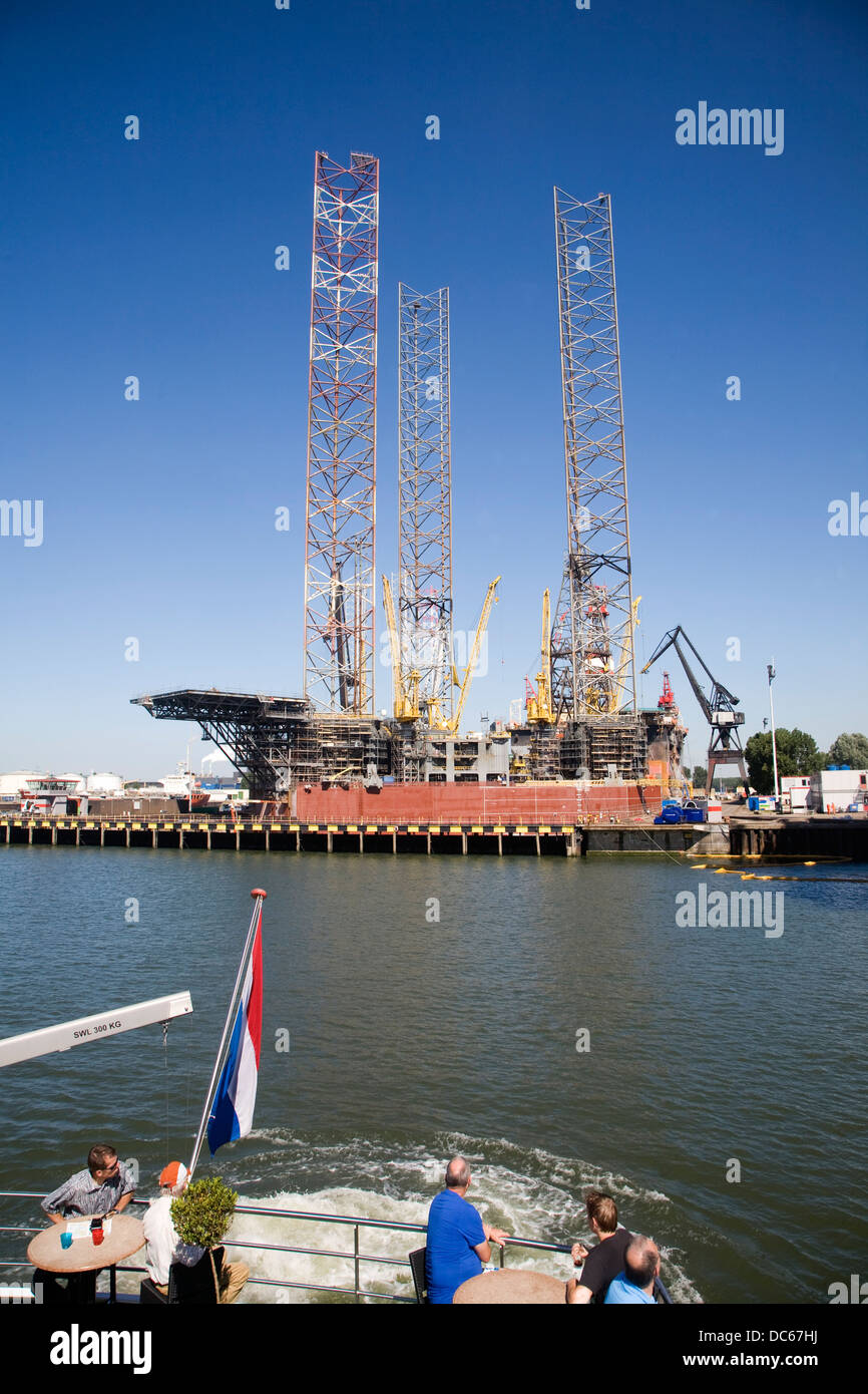 Öl bohren Plattform Bau Keppel und Verolme Shipyard Botlek Hafen von Rotterdam, Niederlande Stockfoto