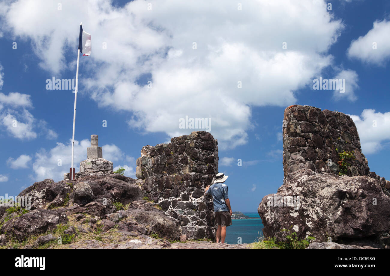 Tourist am Fort Louis in Saint-Martin in der Karibik Stockfoto