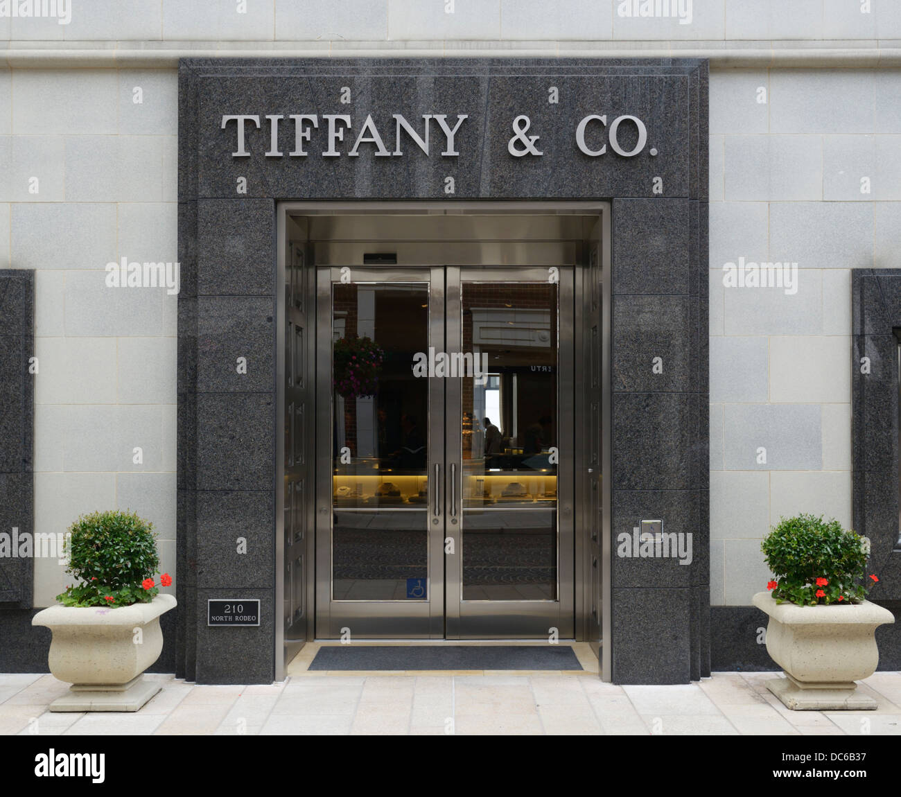 Tiffany Eingang, Rodeo Drive, Beverly Hills, Kalifornien Stockfoto