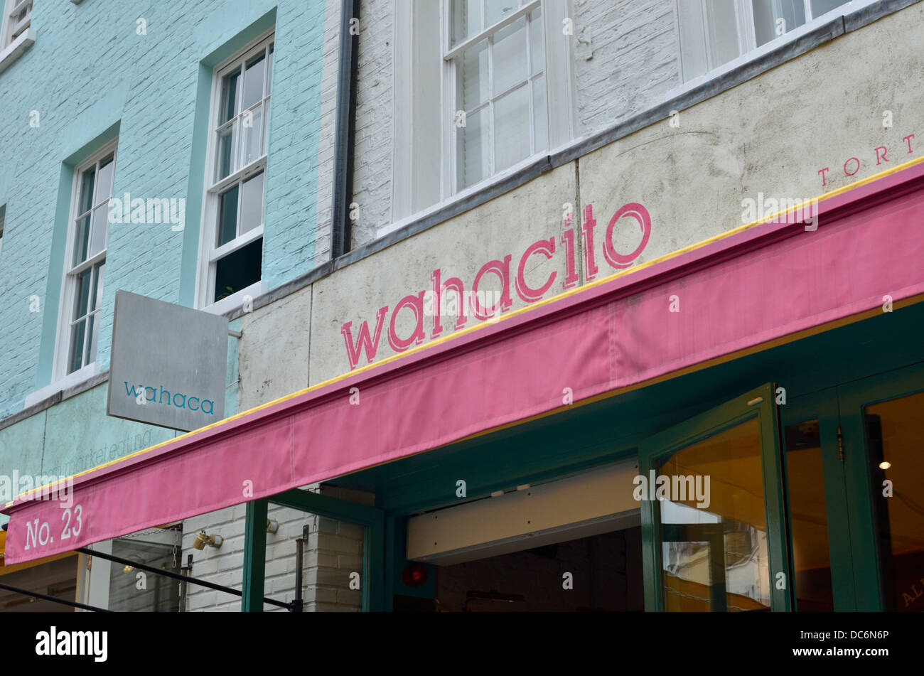 Wahacito Mexican Restaurant in Charlotte Street, Fitzrovia, London, Großbritannien. Stockfoto