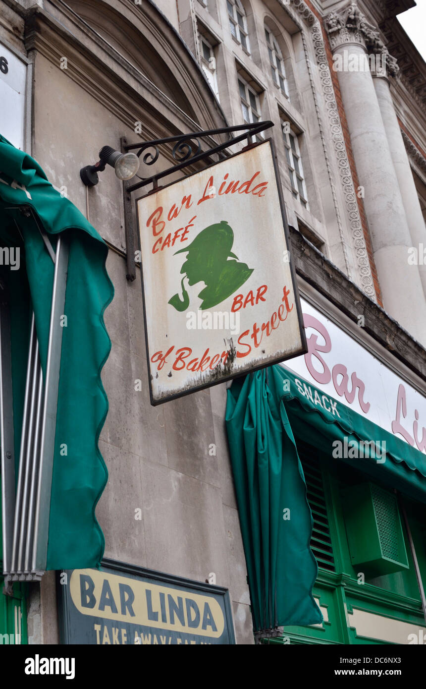 Bar-Cafe Linda von Baker Street, London, UK Stockfoto