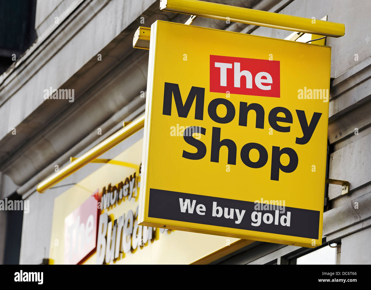 Geld Shop anmelden, Marble Arch, London, UK. Stockfoto