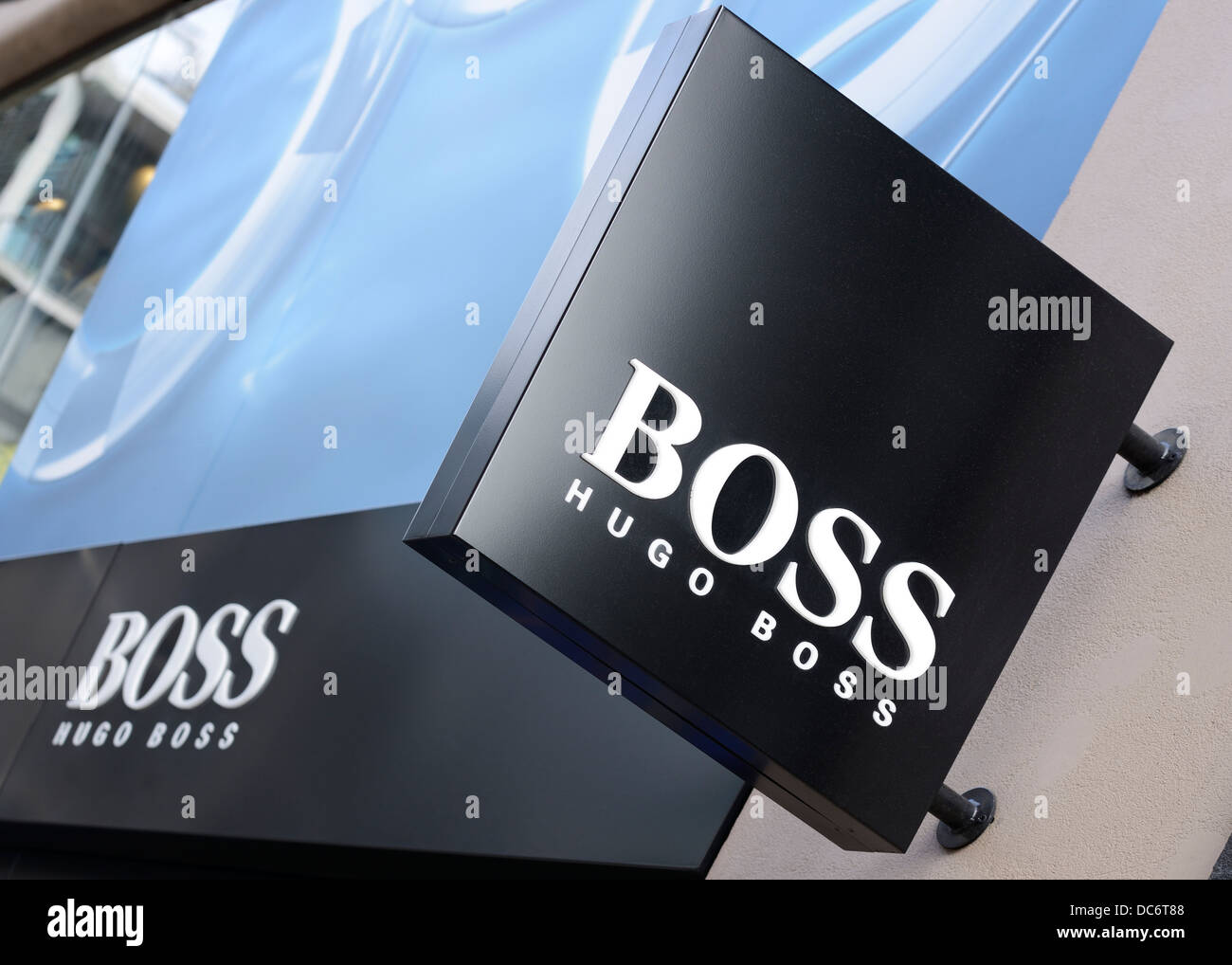 Hugo Boss Shop anmelden, Oxford Street, London, UK. Stockfoto