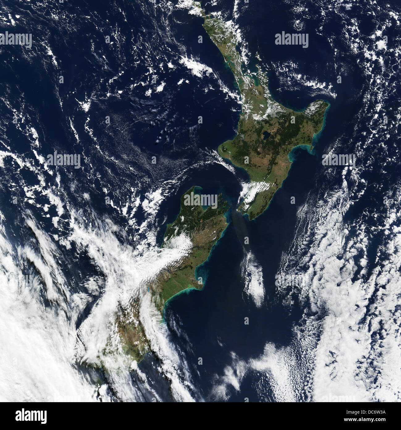 New Zealand Satellitenansicht Stockfoto