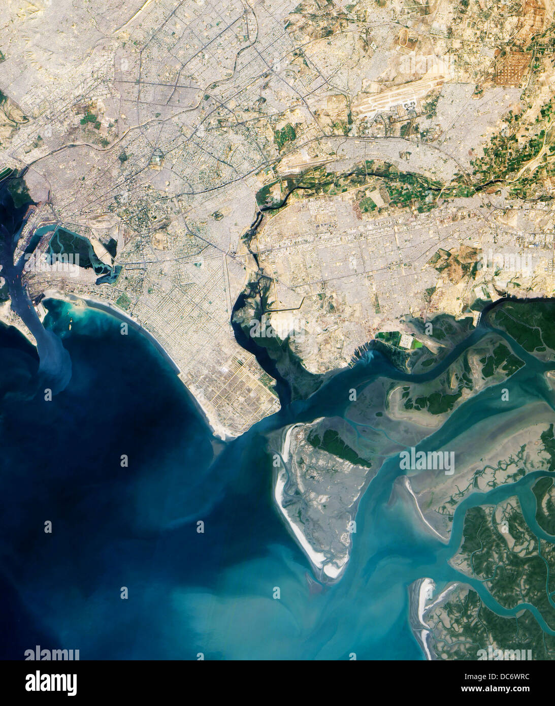 Satellitenansicht von Karachi, Pakistan Stockfoto