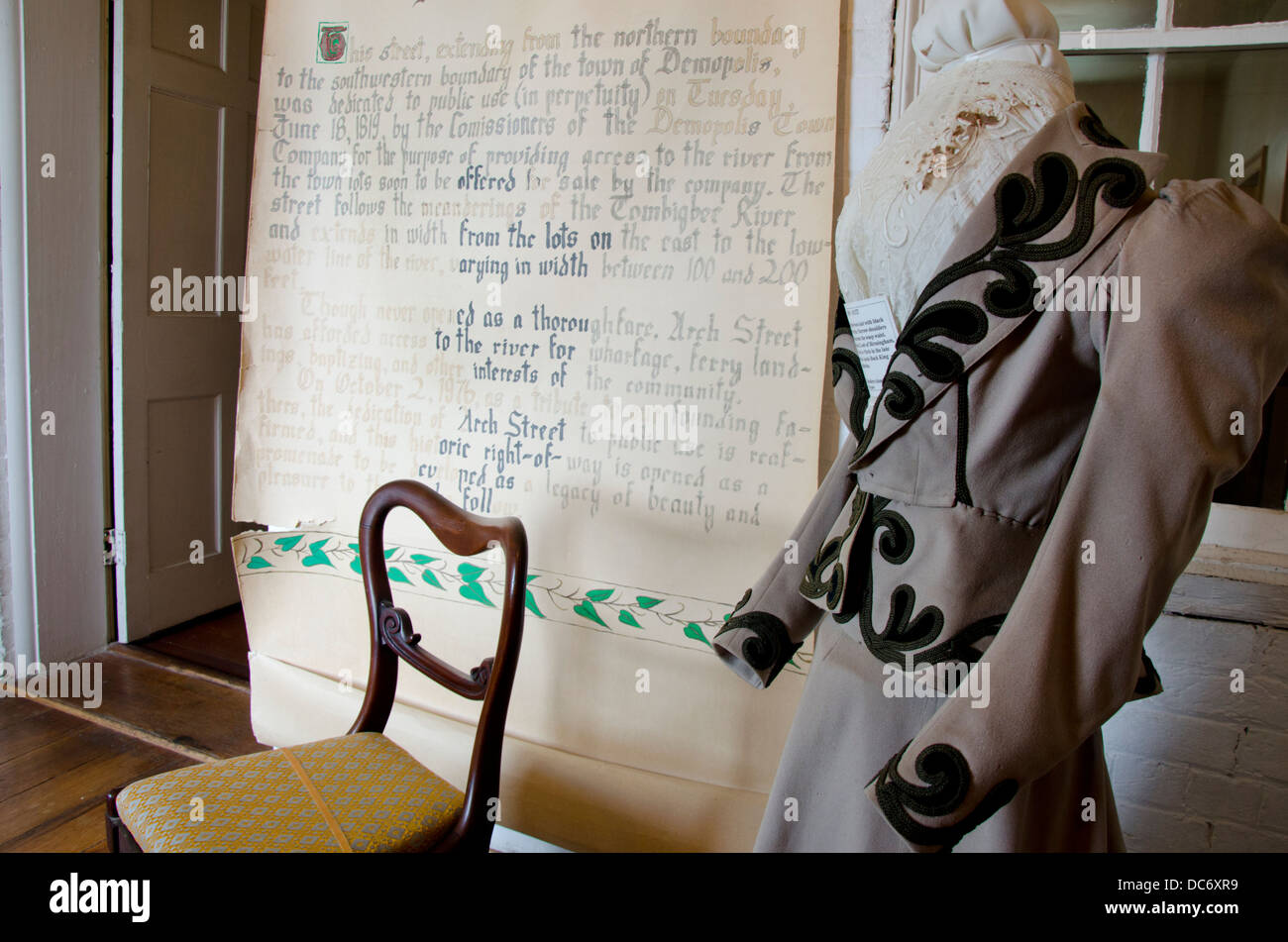 Marengo County, Alabama Demopolis. Hall, historischen antebellum Haus & Museum, c. 1832, Zeit Kleidung zu bluffen. Stockfoto