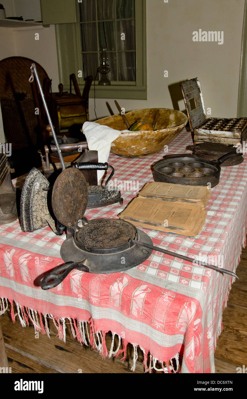 Marengo County, Alabama Demopolis. Bluff Hall, historischen antebellum Haus & Museum, c. 1832, antiken Küche. Stockfoto