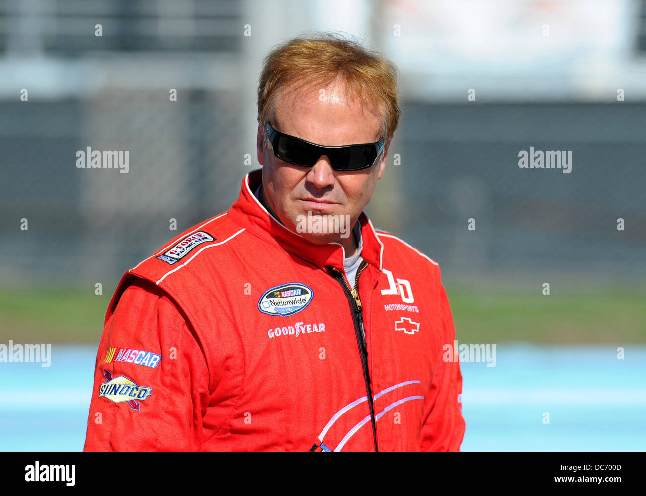 Watkins Glen, New York, USA. 10. August 2013. 10. August 2013: NASCAR Nationwide Series Fahrer Mike Wallace (01) in der Qualifikation für die NASCAR Nationwide Series Zippo 200 in The Glen in Watkins Glen International in Watkins Glen, New York. Bildnachweis: Csm/Alamy Live-Nachrichten Stockfoto