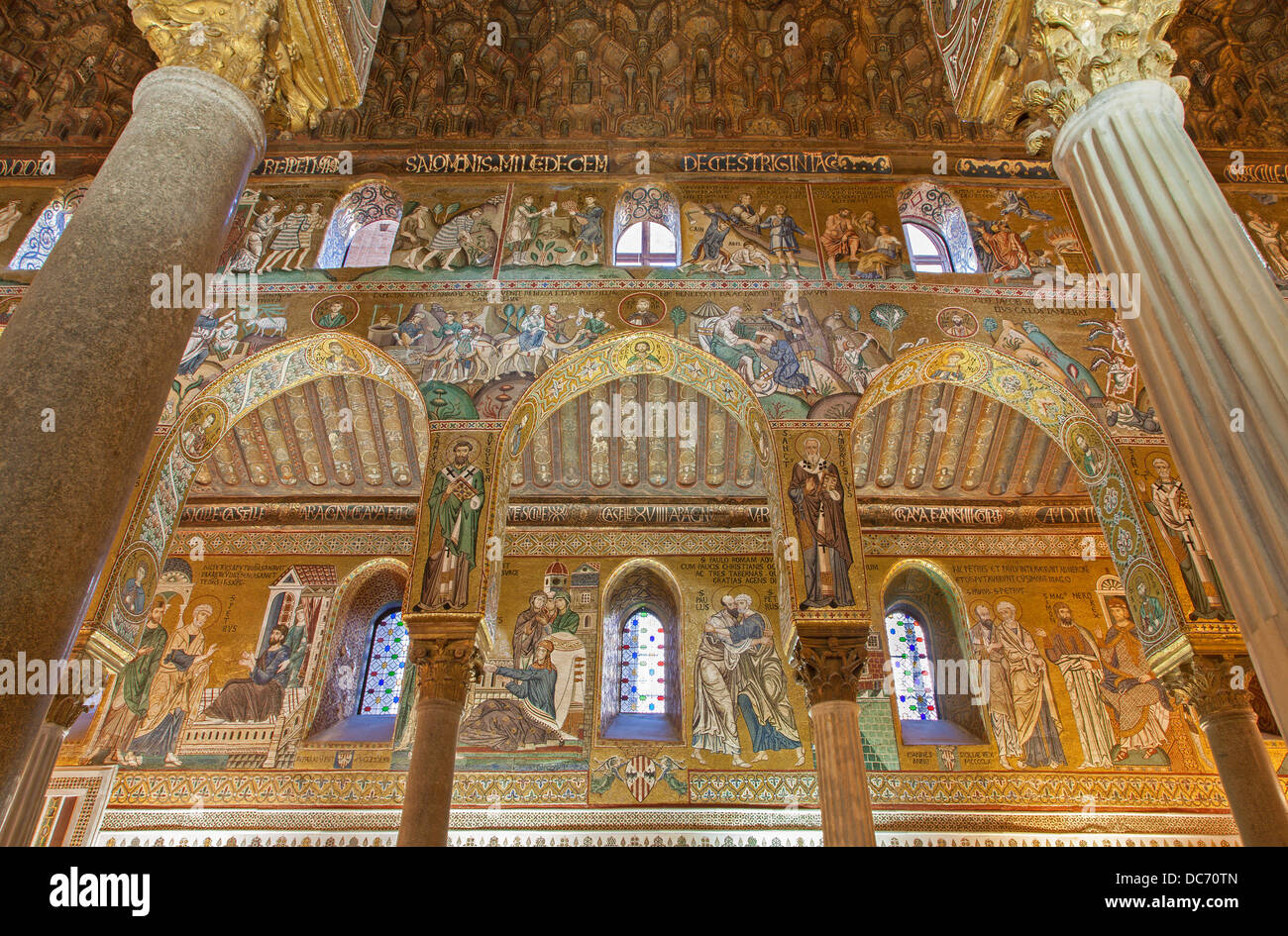 PALERMO - 8. APRIL: Mosaik der Cappella Palatina - Cappella Palatina im Normannenpalast im Stil der byzantinischen Architektur aus Stockfoto