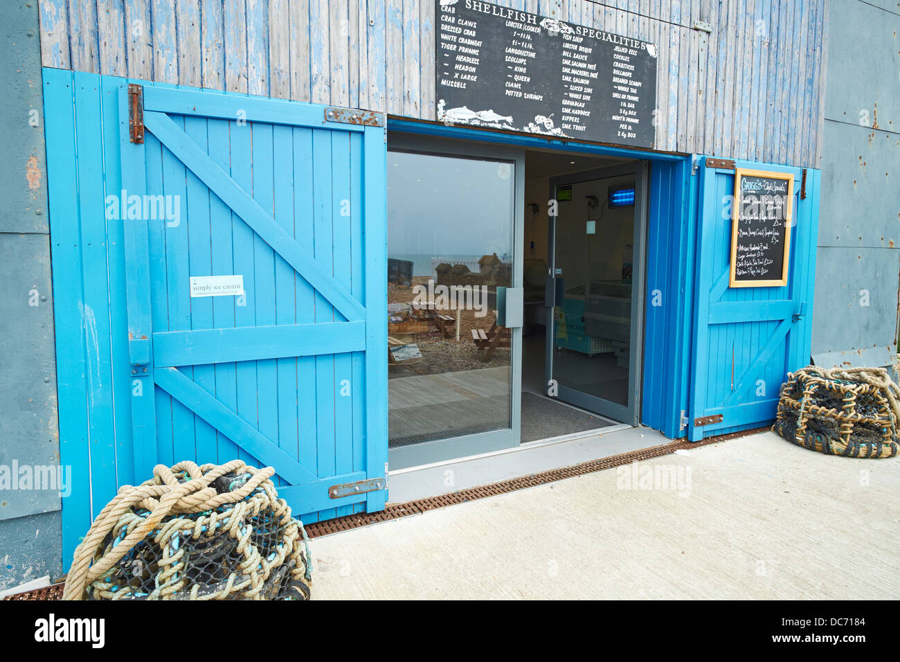 Grigg's von Hythe eine beliebte Fischhändler am Strand Hythe Kent UK Stockfoto