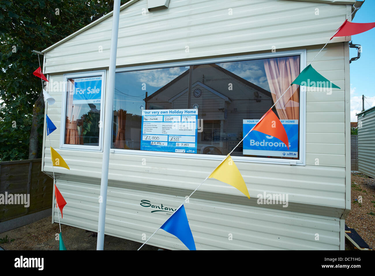 Statische Wohnwagen Ferienhäuser für Verkauf Romney Sand New Romney Kent UK Stockfoto