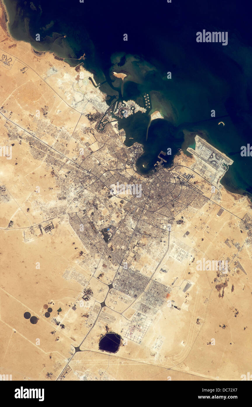 Satellitenansicht von Doha, Katar Stockfoto