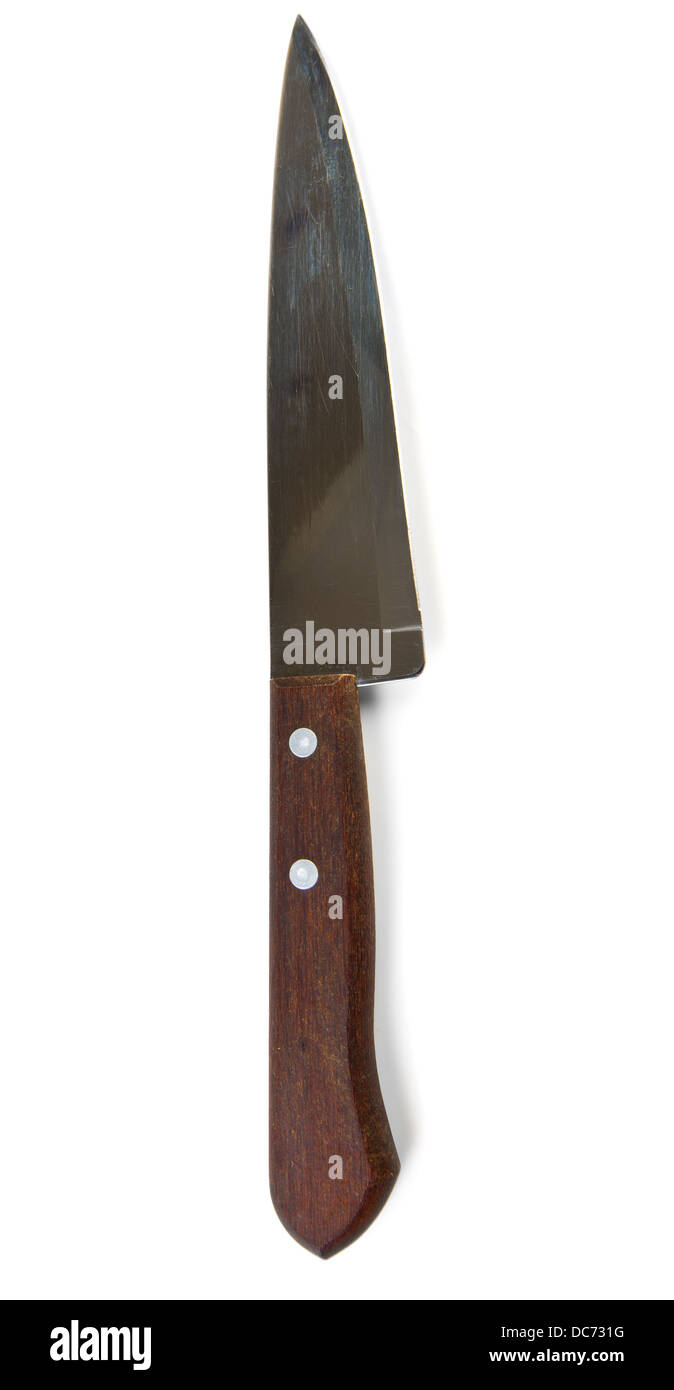 Küchenmesser vertikale isoliert mit kleinen Schatten Stockfoto