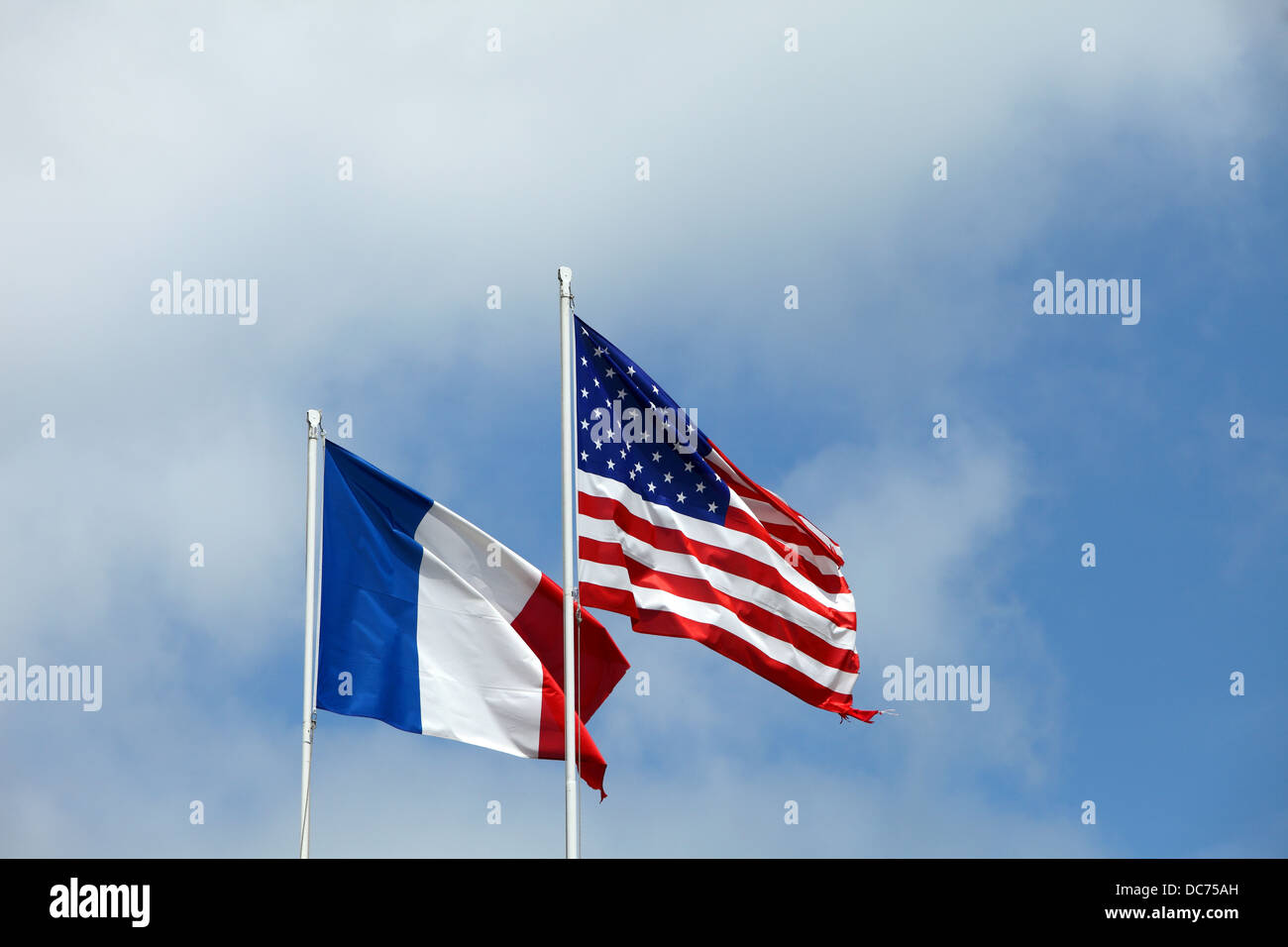 Amerikanische und französische Fahnen, Entente Cordiale. Stockfoto