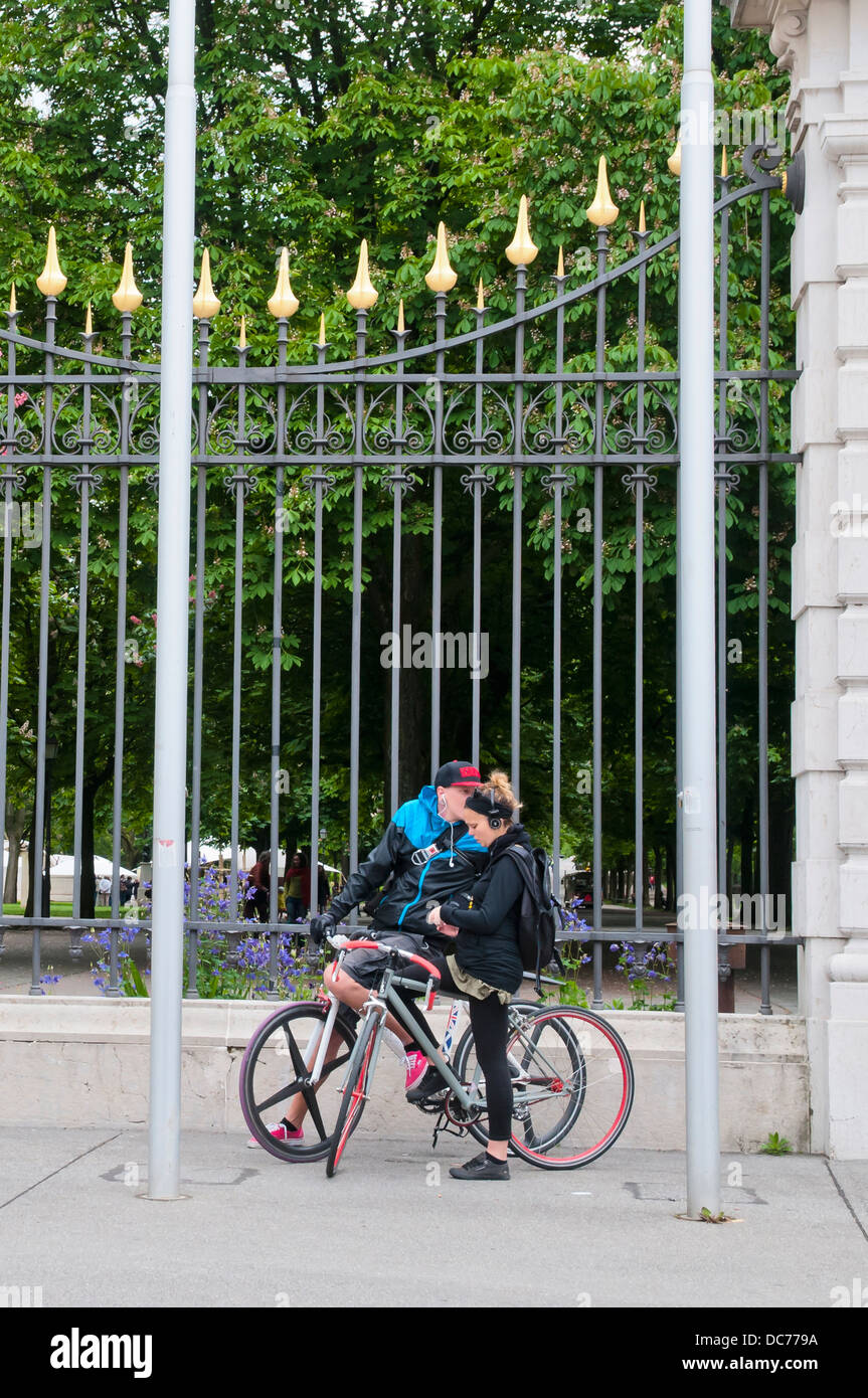 Datum auf Fahrräder, Genf, Schweiz, Europa Stockfoto