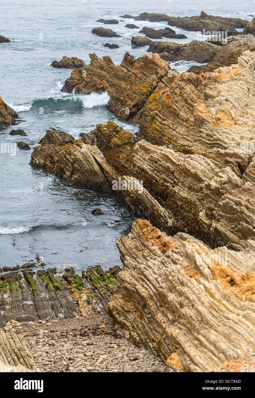 Die schroffen Felsen und Klippen des Montana de Oro State Park in Kalifornien. Stockfoto