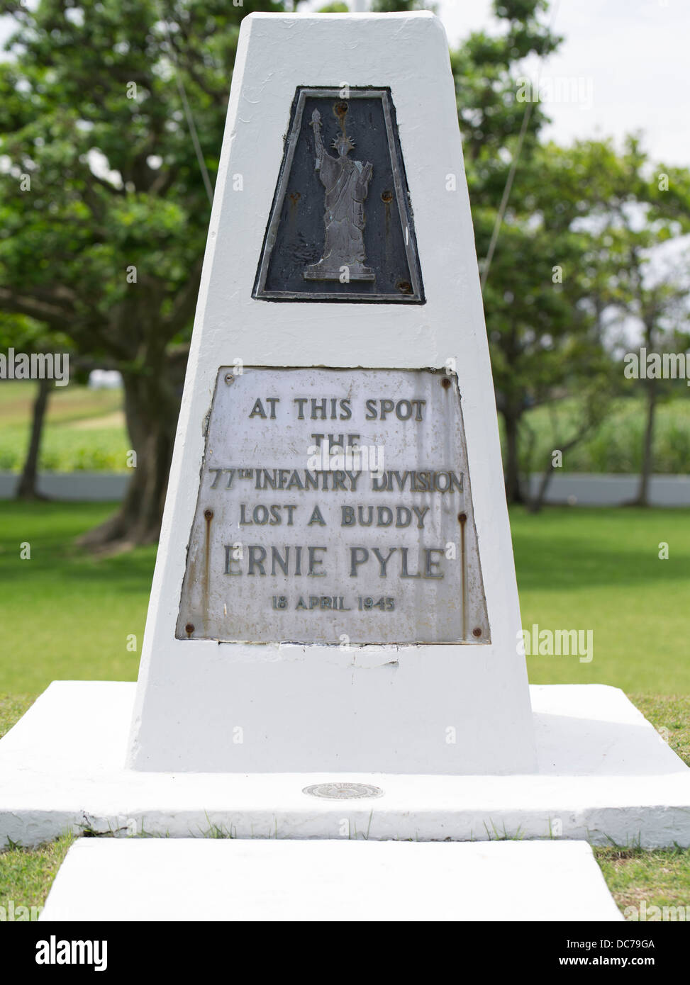 Ernie Pyle-Denkmal, US-Kriegsberichterstatter getötet auf Ie Insel Okinawa 18.04.1945 Stockfoto