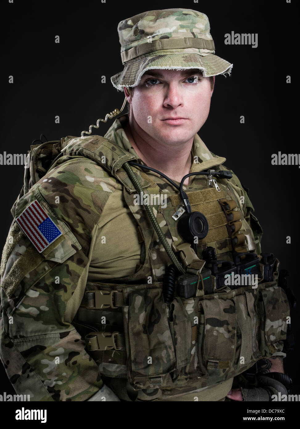 Porträt eines Soldaten der US Army Special Forces Green Beret Stockfoto