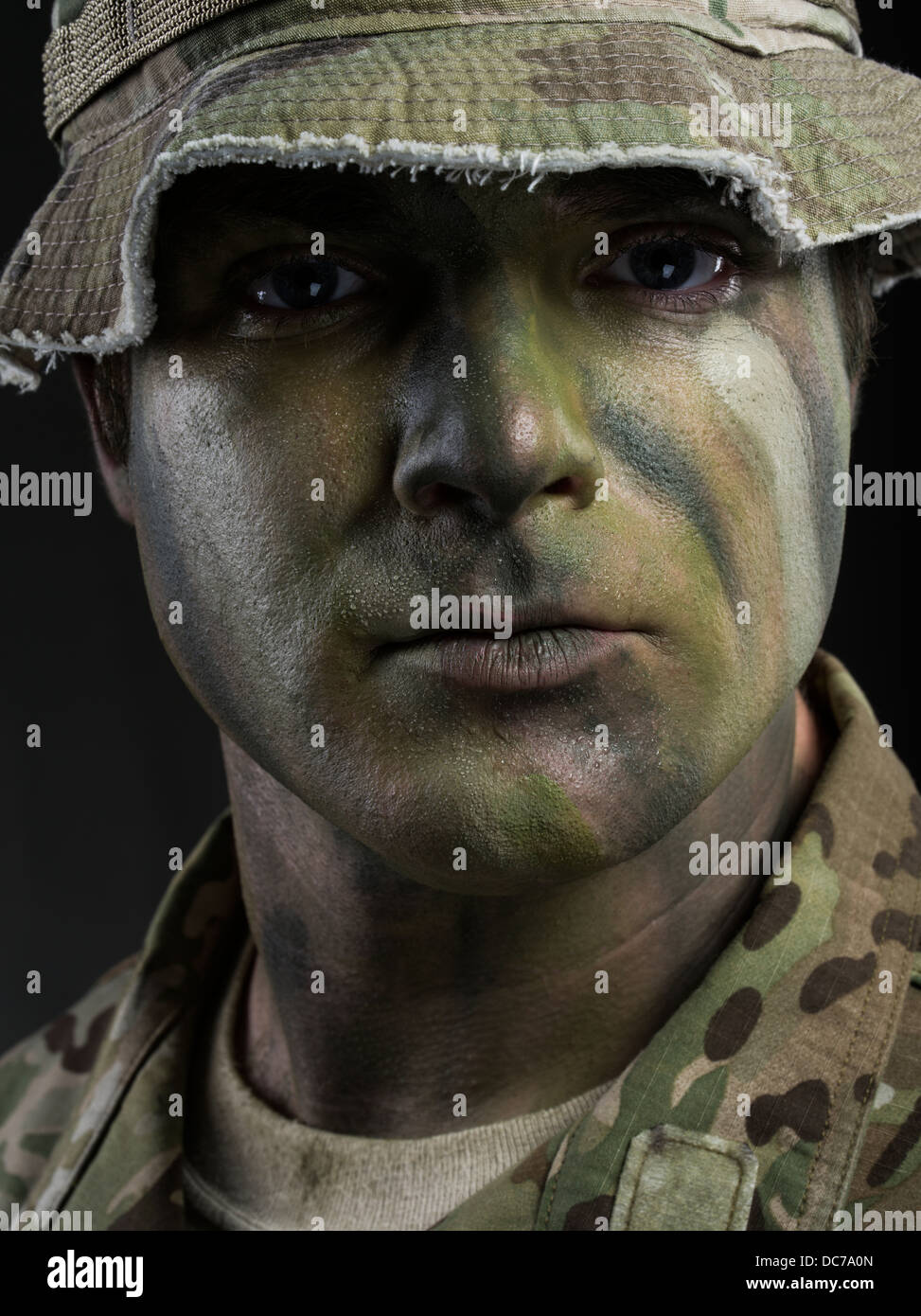 Porträt eines Soldaten der US Army Special Forces Green Beret Stockfoto