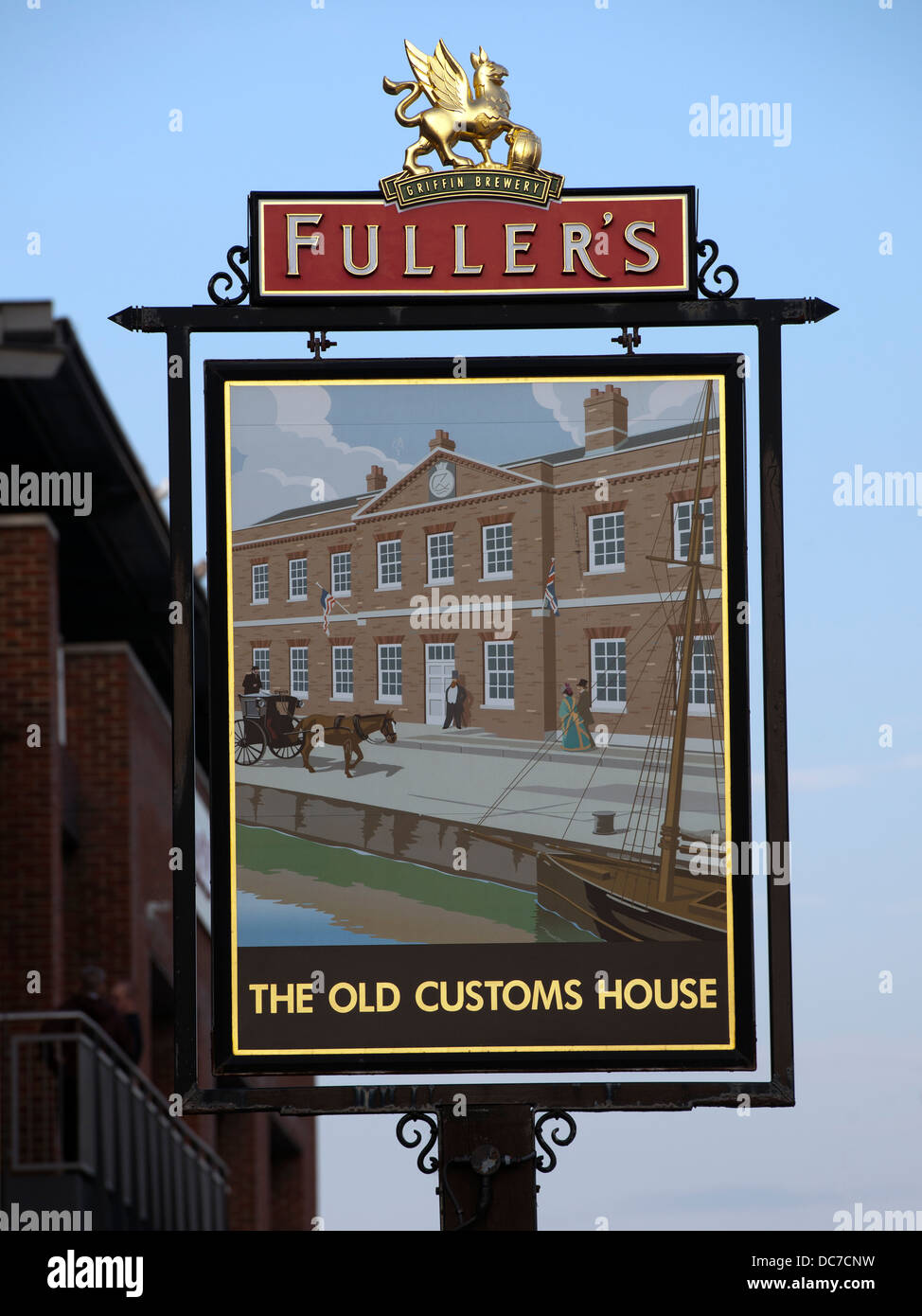 Fullers Pub Schild für "Altes Zollhaus" Public House, Portsmouth, Hampshire, UK. Stockfoto