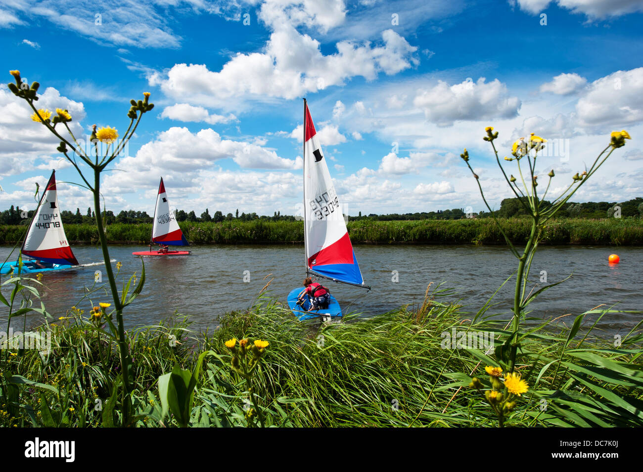 Regattatag im Beccles Segelclub Stockfoto