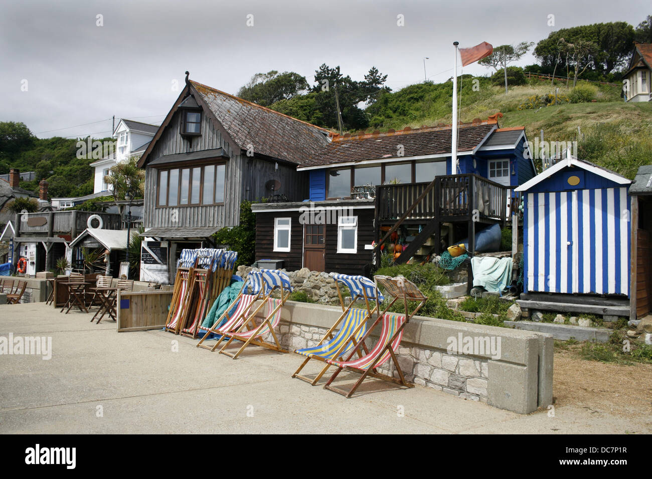 Ansicht von Gebäuden in Steephill Cove, Isle Of Wight Stockfoto