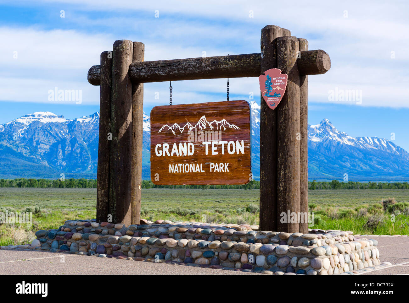 Eingang zum Grand Teton National Park, Jackson Hole, Wyoming, USA Stockfoto