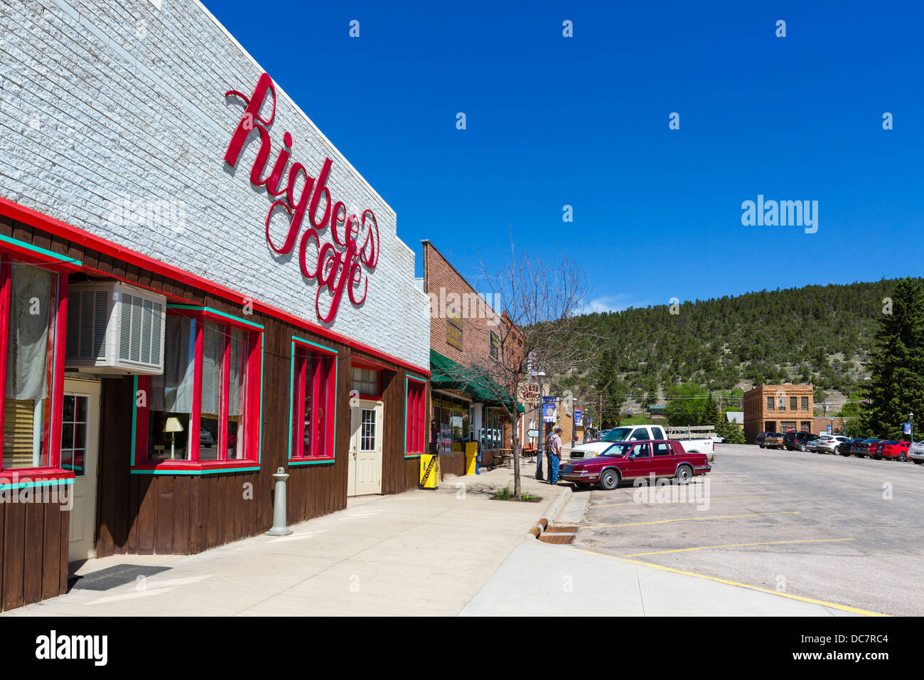 Geschäfte in der Innenstadt von Sundance, Wyoming, USA Stockfoto