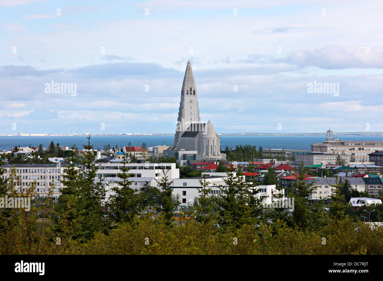 Skyline von Reykjavik mit Kirche Hallgrimskirkja, Reykjavik, Island Stockfoto