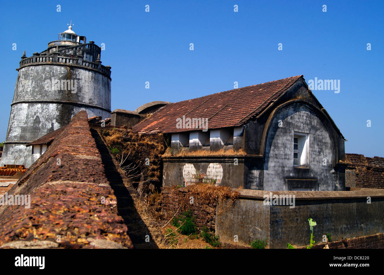 Goa Indien Fort Aguada Leuchtturm Denkmal Stockfoto