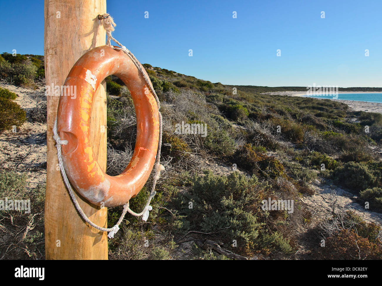 LifeBouy auf den Abrolhos Inseln Stockfoto