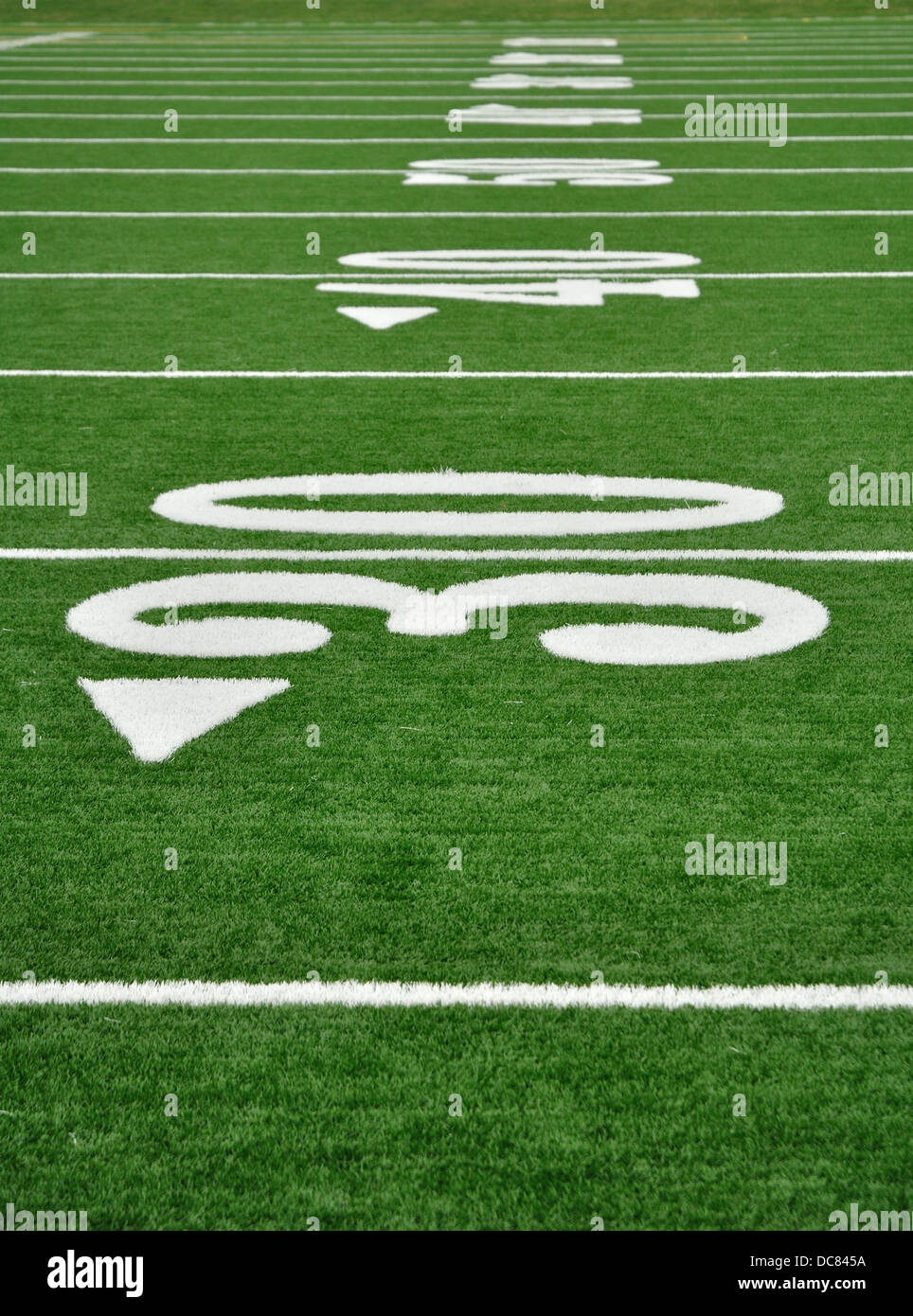 Yardline auf American Football-Feld Stockfoto