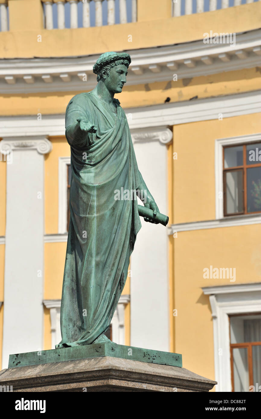 Statue des Duc de Richelieu als eine römische tragen eine Toga von Immanuil de Risheleu, Odessa, Ukraine Stockfoto