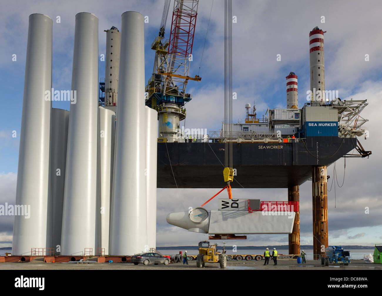 Mostyn Anlage / Walney Windfarms Stockfoto