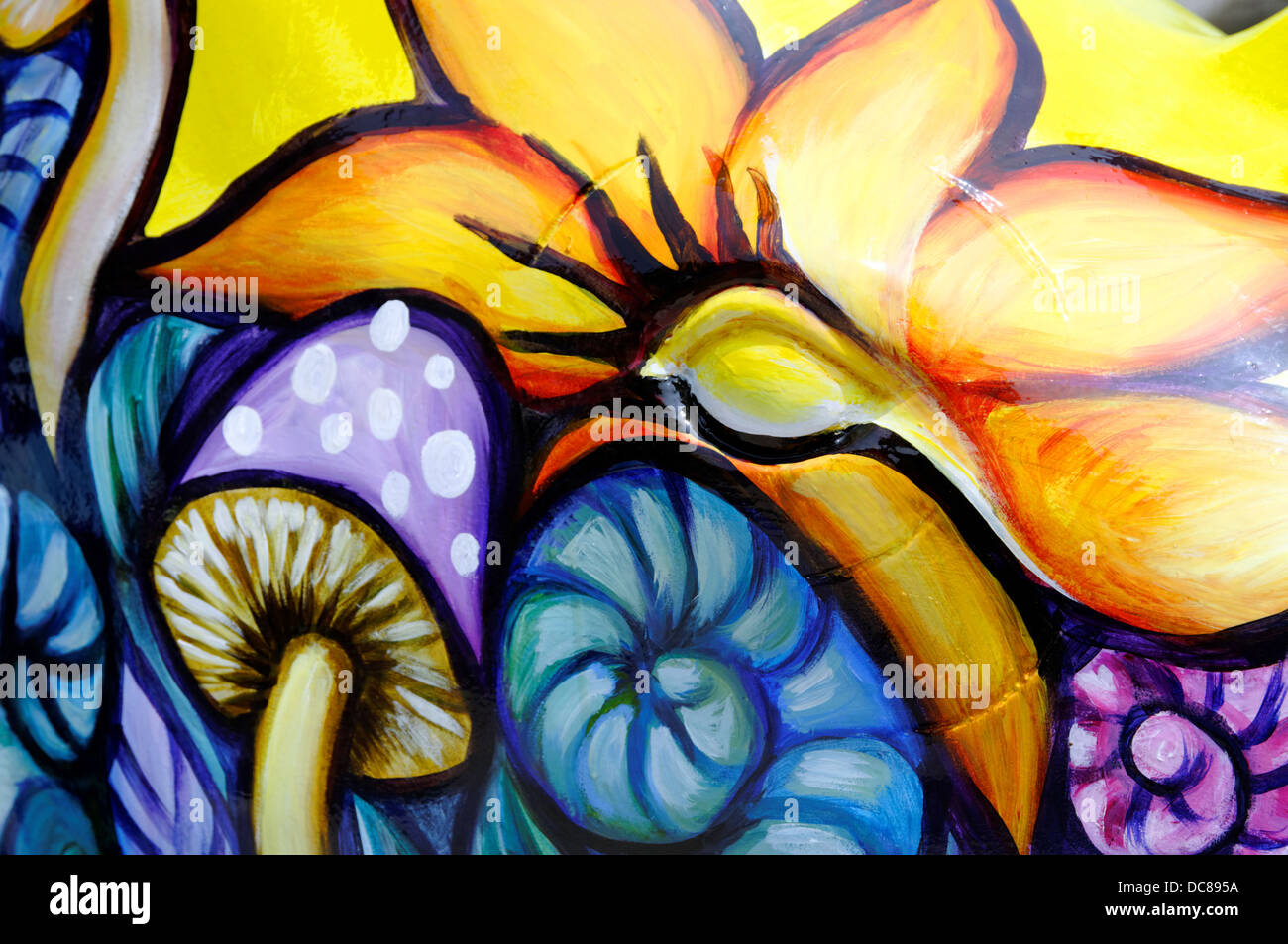 Psychedelisches Rhino, Art Rhino Project, Southampton, Hampshire, England, GB, GB. Stockfoto