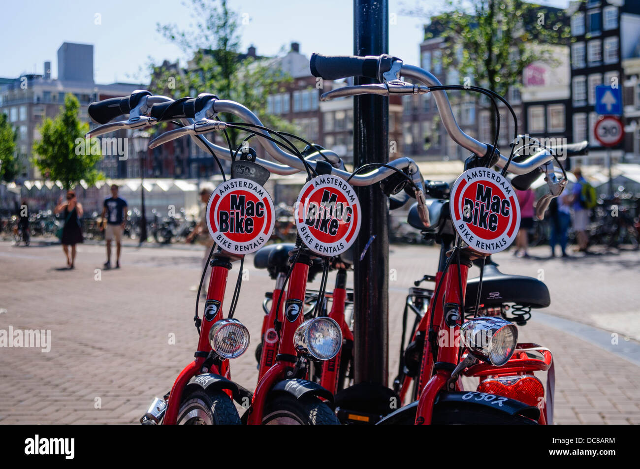 Mac-Fahrradverleih in Amsterdam Stockfoto