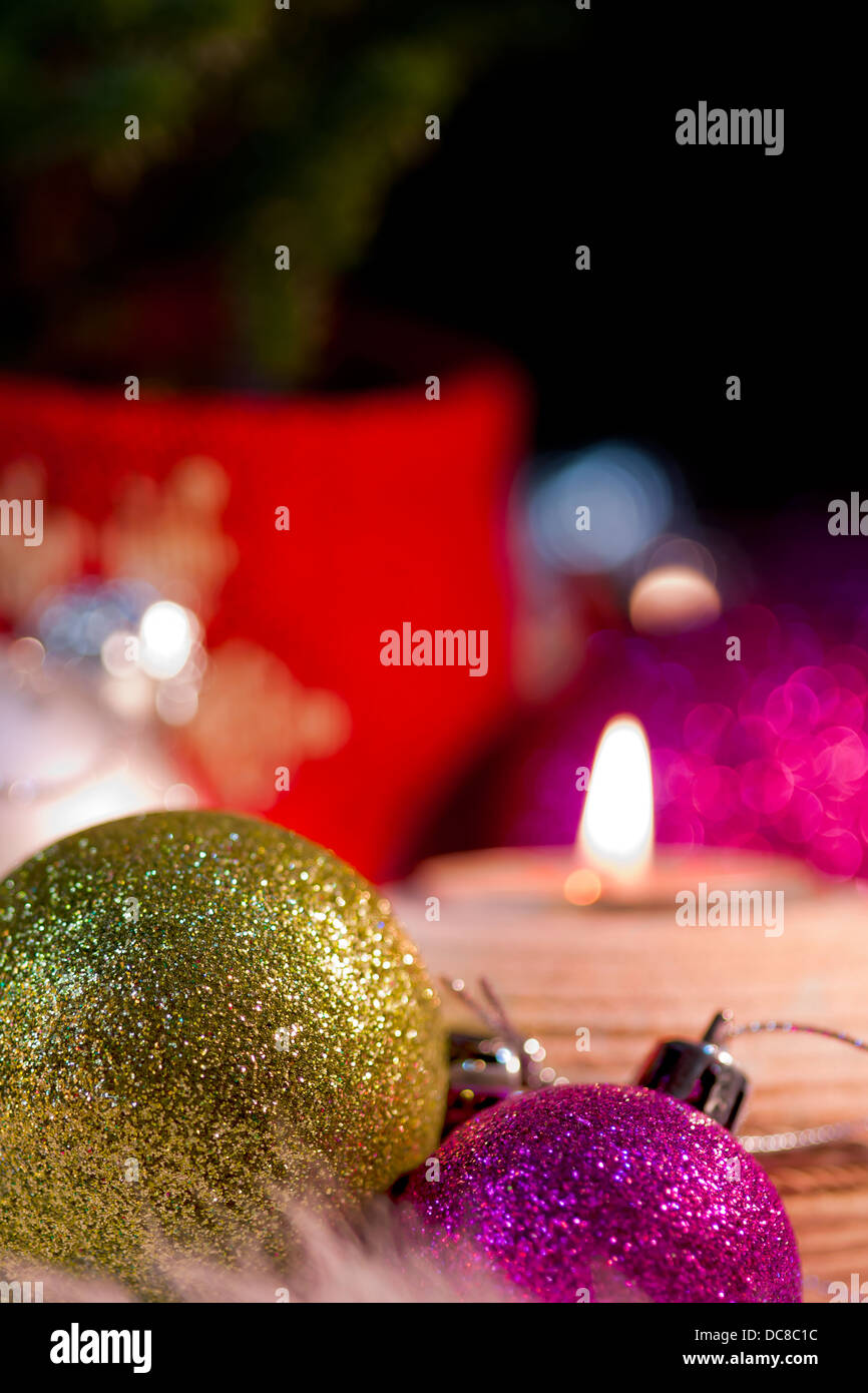 Festliche Weihnachtsstimmung Ornamente Stockfoto
