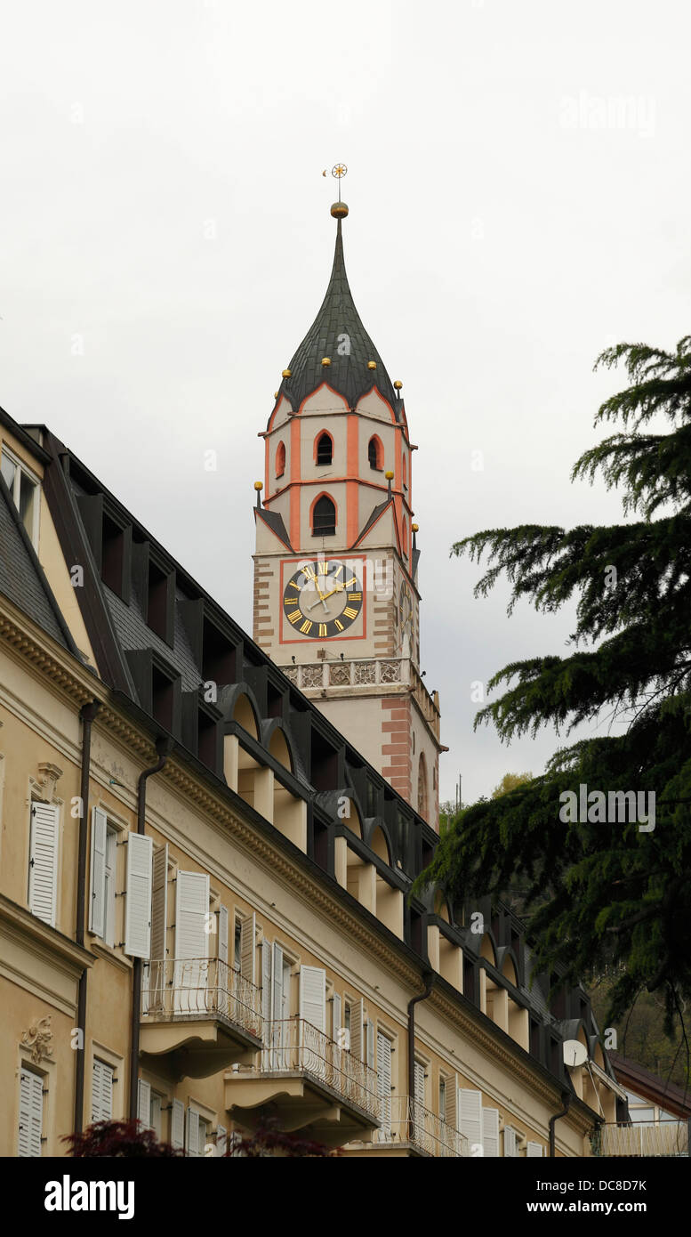 Blick auf das historische Zentrum von Meran, Südtirol Stockfoto