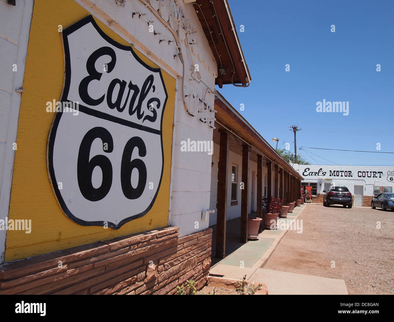 Earls 66 Straße Seite Motel in Winslow, Arizona, USA Stockfoto