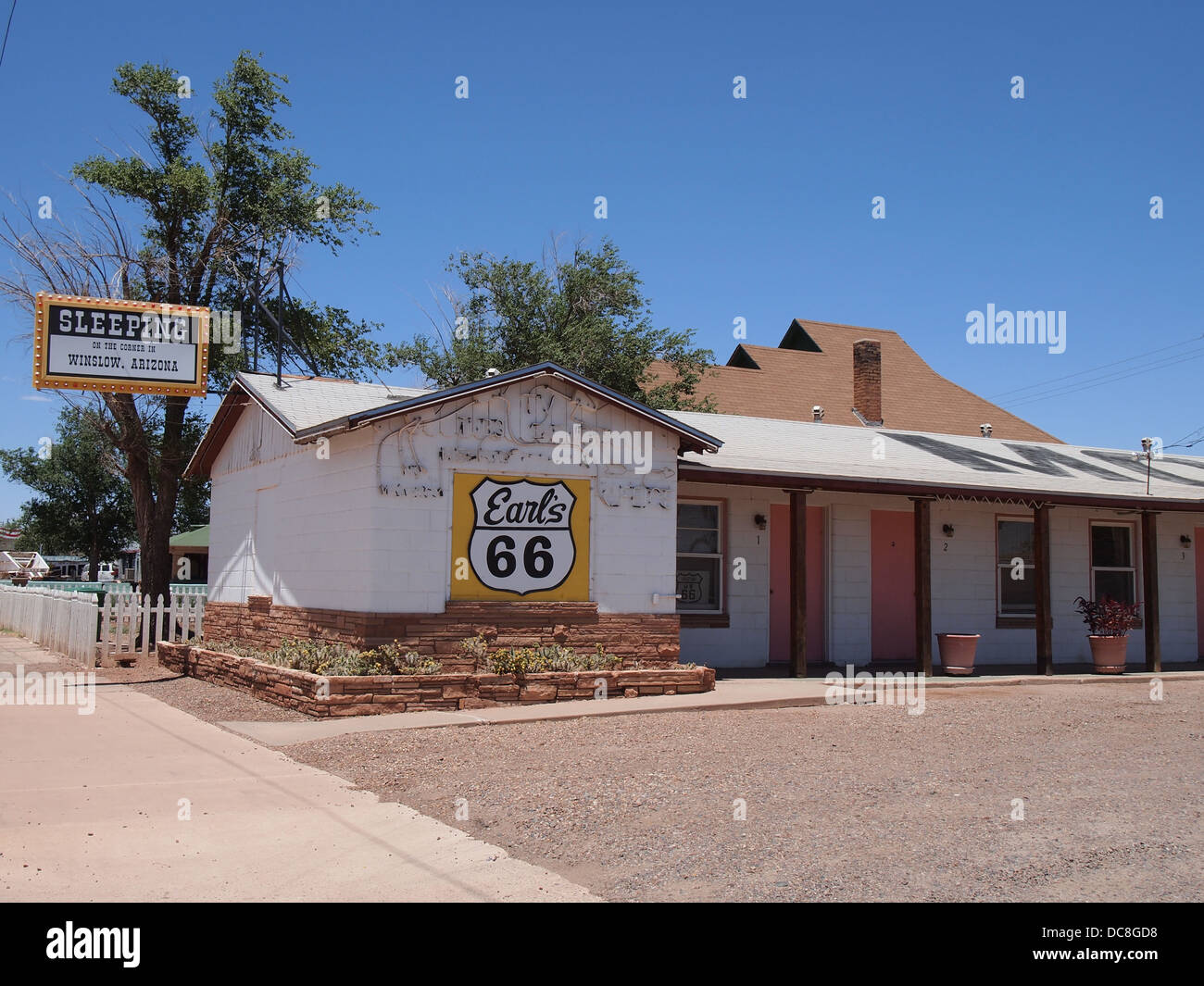 Earls 66 Straße Seite Motel in Winslow, Arizona, USA Stockfoto