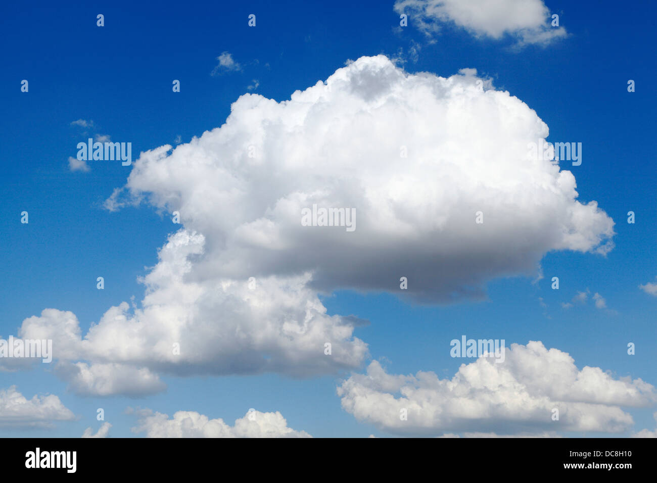 Blauer Himmel, weiße, geschwollene, cumulus, Wolken, Wolke, Himmel, Meteorologie, Wetter, Hintergrund Stockfoto