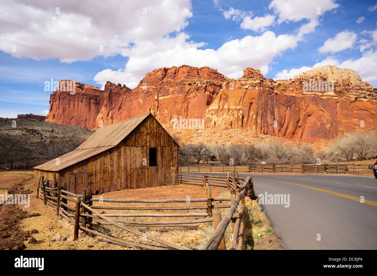 Utah, USA - Gifford Homestead Farm Barn in Fruita Tal im Capitol Reef National Park Stockfoto