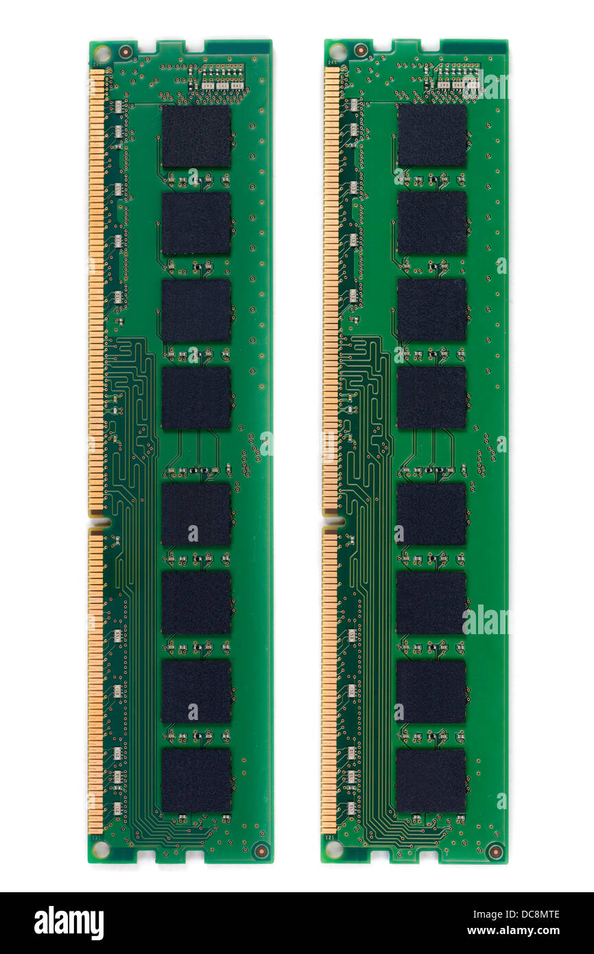 RAM (Random Access Memory) für PC. auf weißem Hintergrund. Stockfoto