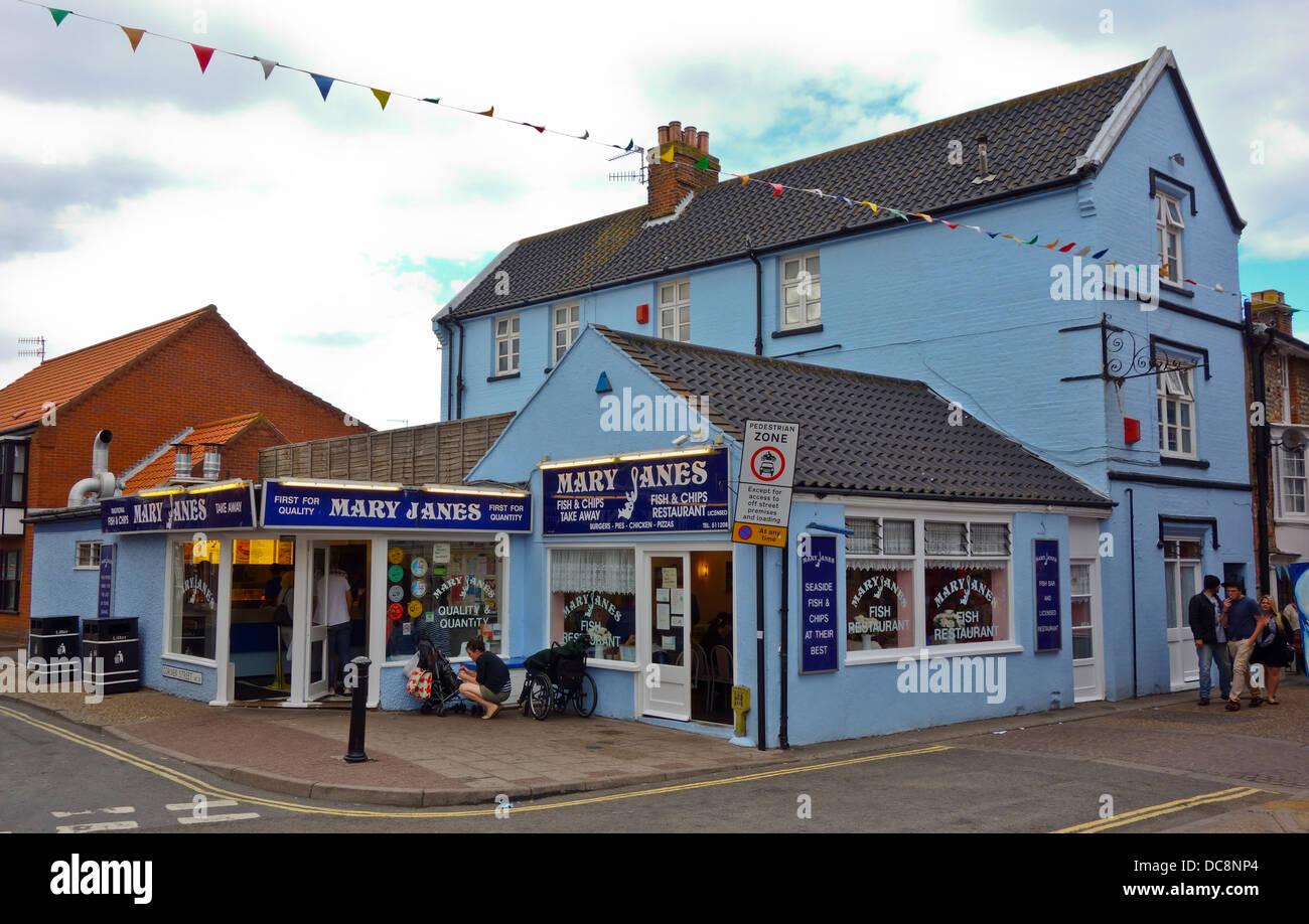 Mary Janes Fish &amp; Chips-shop Cromer Norfolk Stockfoto