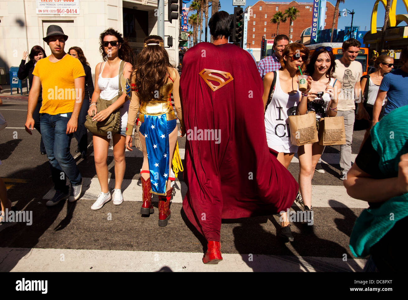Superman-Imitator. Hollywood Boulevard, Los Angeles, California, Vereinigte Staaten von Amerika Stockfoto