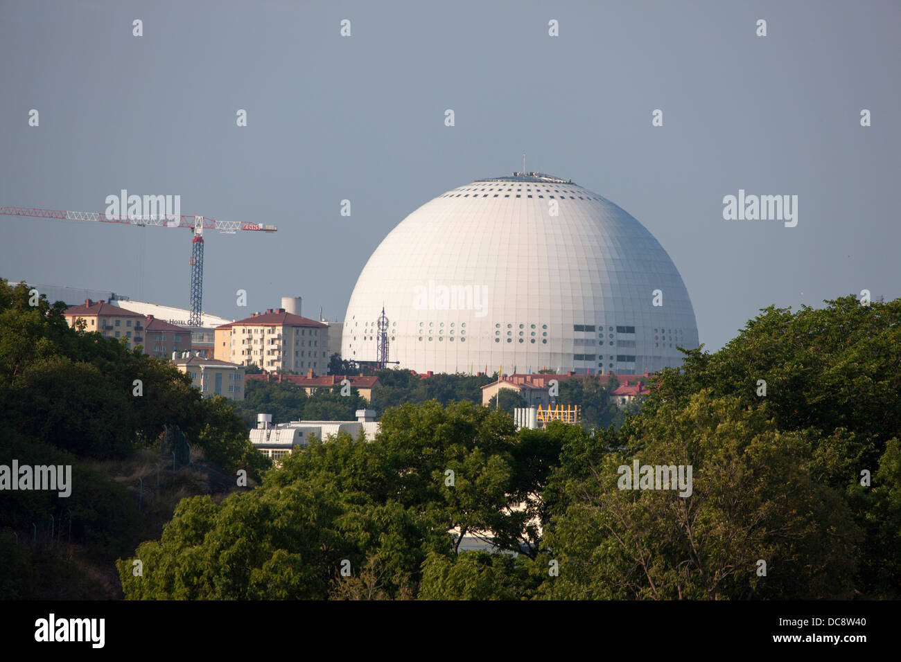 SkyView Gondelbahn auf der Südseite der Ericsson Globe, Stockholm, Schweden Stockfoto