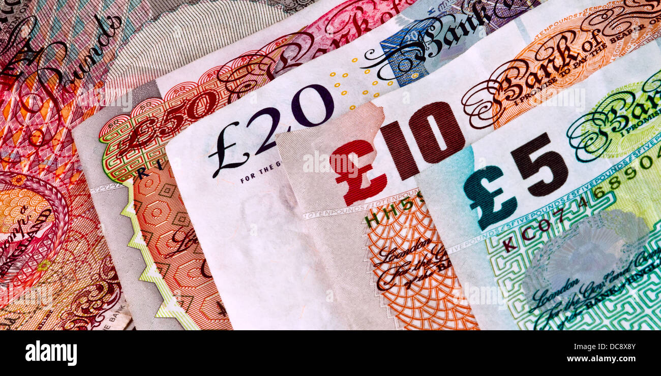 Englisch - britische Banknoten nur - Geldschein Stockfoto