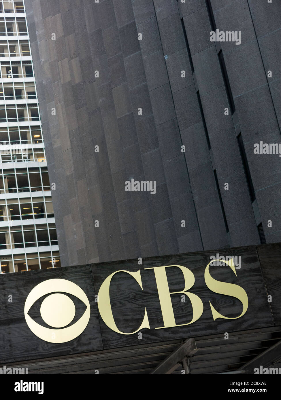 CBS zu unterzeichnen, Logo und Gebäude, New York Stockfoto
