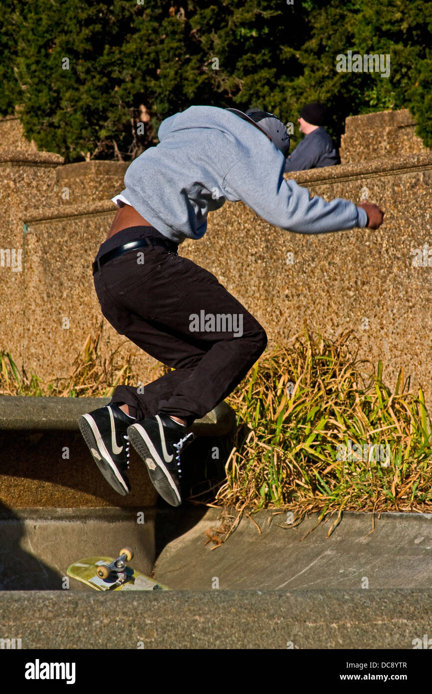 Skateboarder im Meridian Hill Park in Washington, DC. Stockfoto