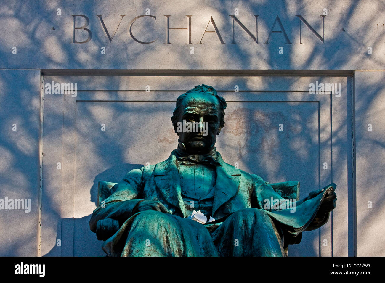 Statue von James Buchanan, Jr. - 15. Präsident der Vereinigten Staaten von Amerika. im Meridian Hill Park in Washington, DC. Stockfoto